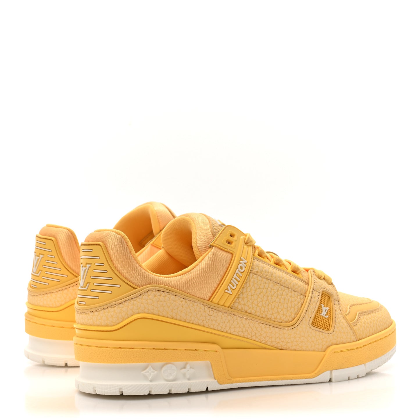 Grained Calfskin Womens LV Trainer Sneakers 39 Yellow