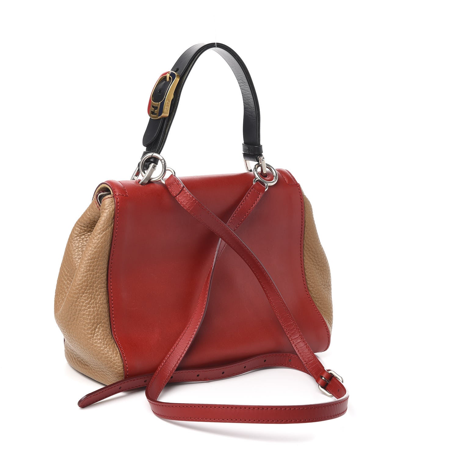 Fendi Cuoio Suede Silvana Bag Cammello Rosso Black Cuoio 4 of 12