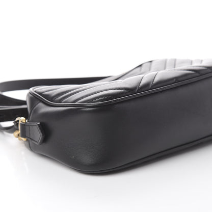 Gucci Calfskin Matelasse Small GG Marmont Chain Shoulder Bag Black 5 of 8