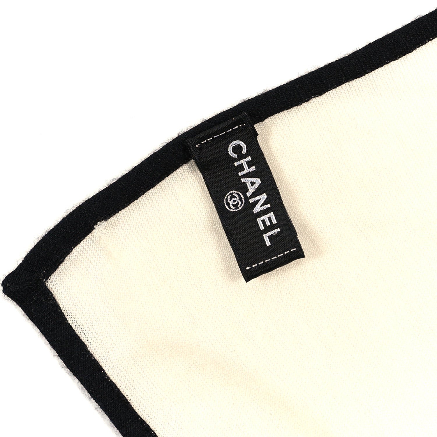 Chanel Cashmere Silk CC Stole Ivory Black 4 of 4