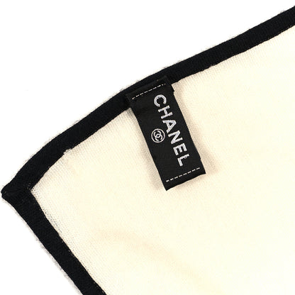 Chanel Cashmere Silk CC Stole Ivory Black 4 of 4