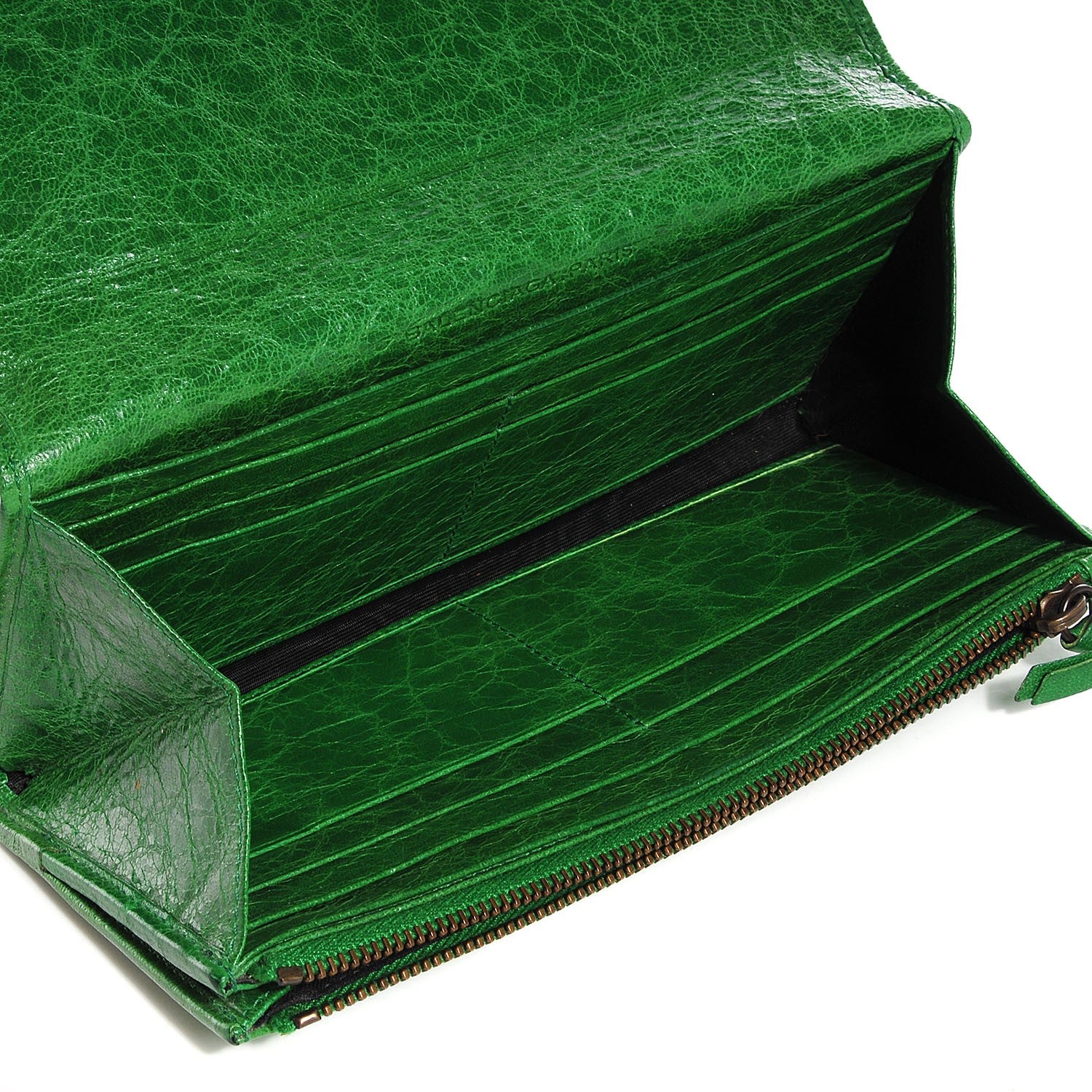 Balenciaga Agneau Classic Hardware Money Wallet Vert Poker 5 of 8