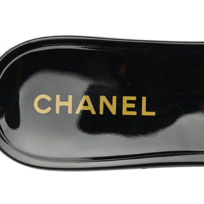 Chanel Patent Camellia CC Slides 36 Black 7 of 9