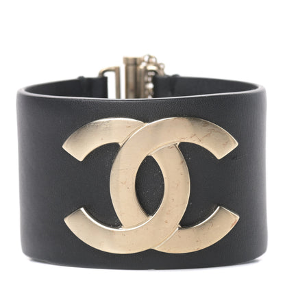 Chanel Calfskin CC Wide Cuff M Black Gold 1 of 6
