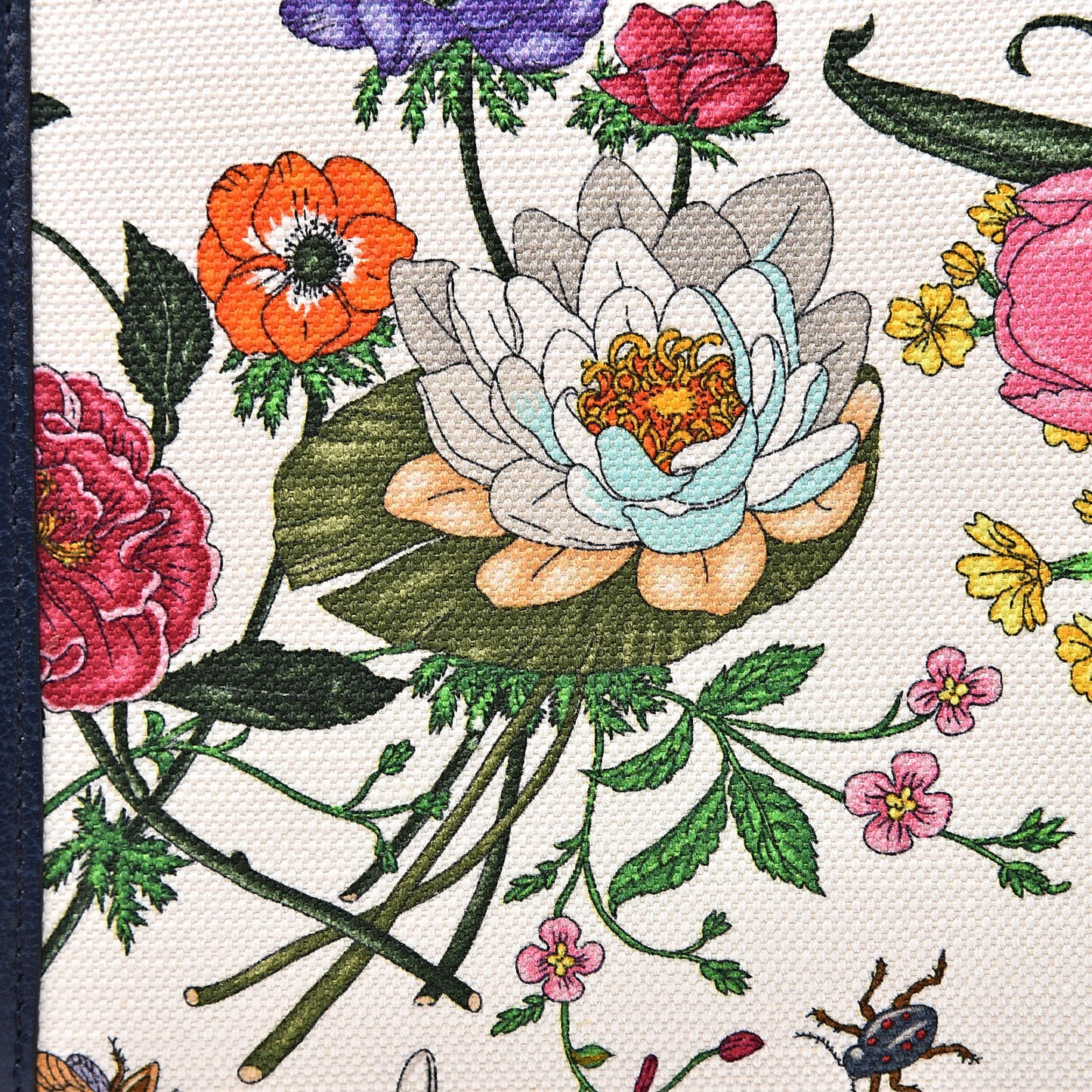 Canvas Medium Flora Tote White Multicolor Blue Agata