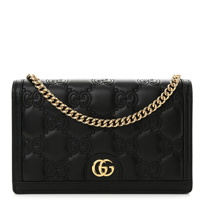 Gucci Calfskin GG Matelasse Chain Wallet Black 1 of 10