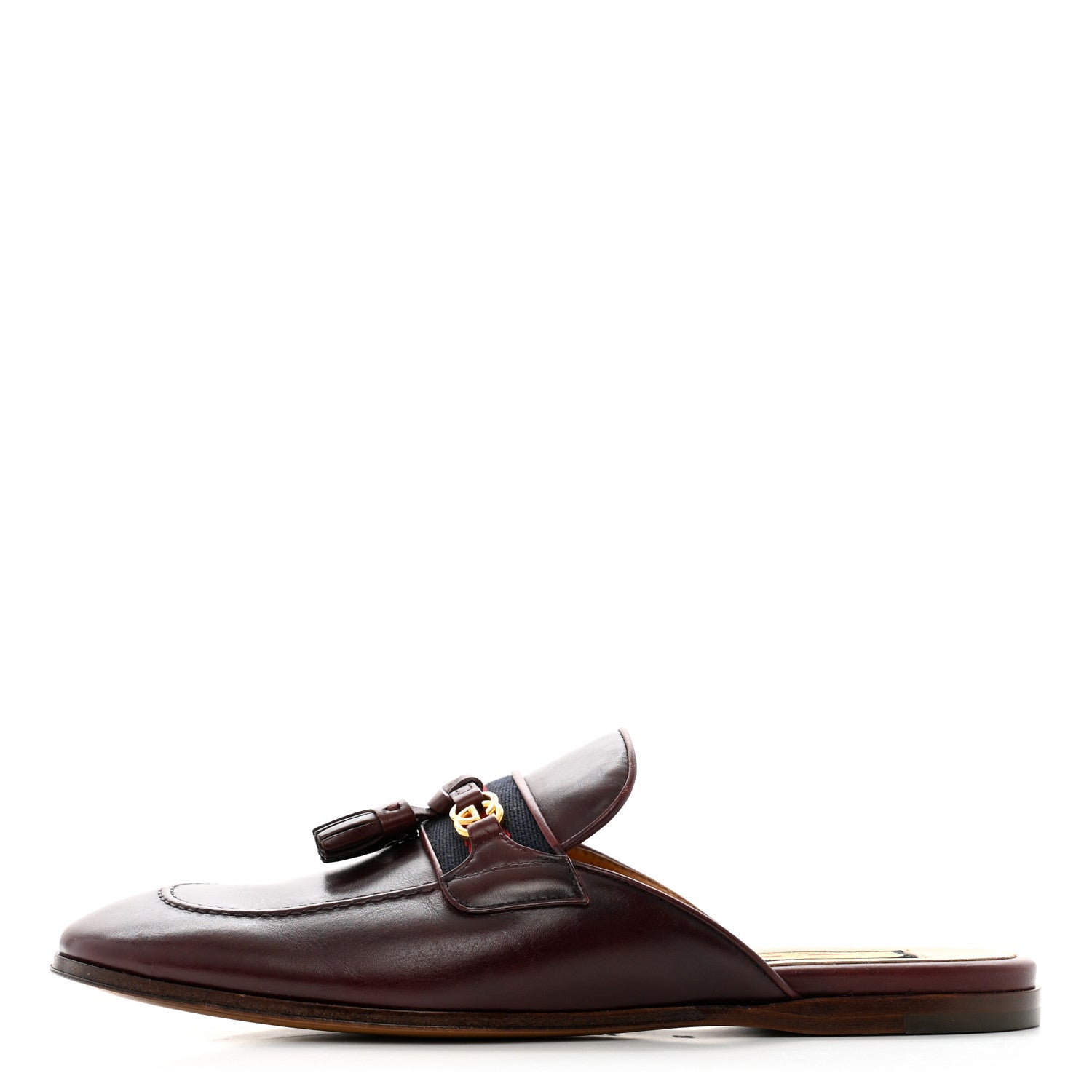 Gucci Calfskin Web Interlocking G Womens Tassel Slippers 36 Ruby Bordeaux 1 of 10