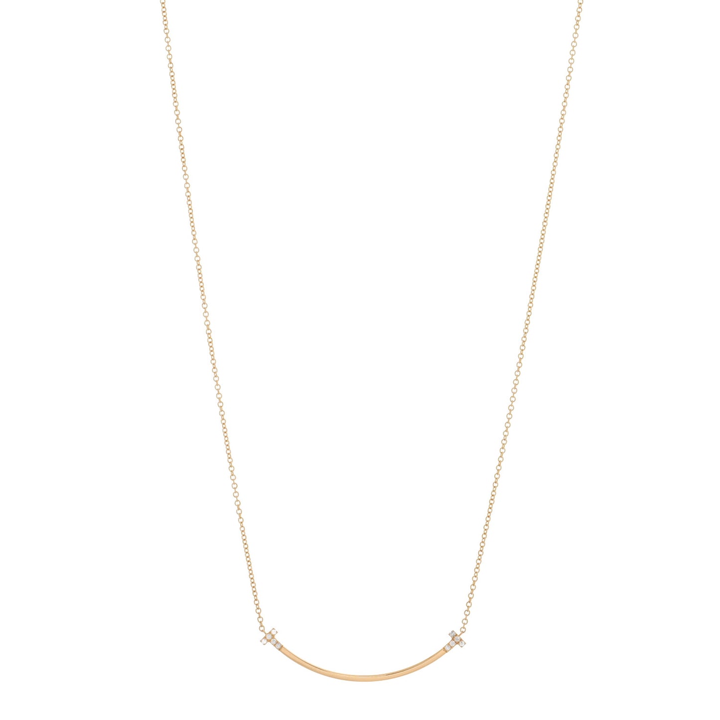 18K Yellow Gold Diamond Small T Smile Pendant Necklace
