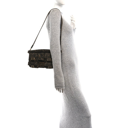 Fendi Fabric Jacquard FF 1974 Multipocket Baguette Tobacco Moro 2 of 10