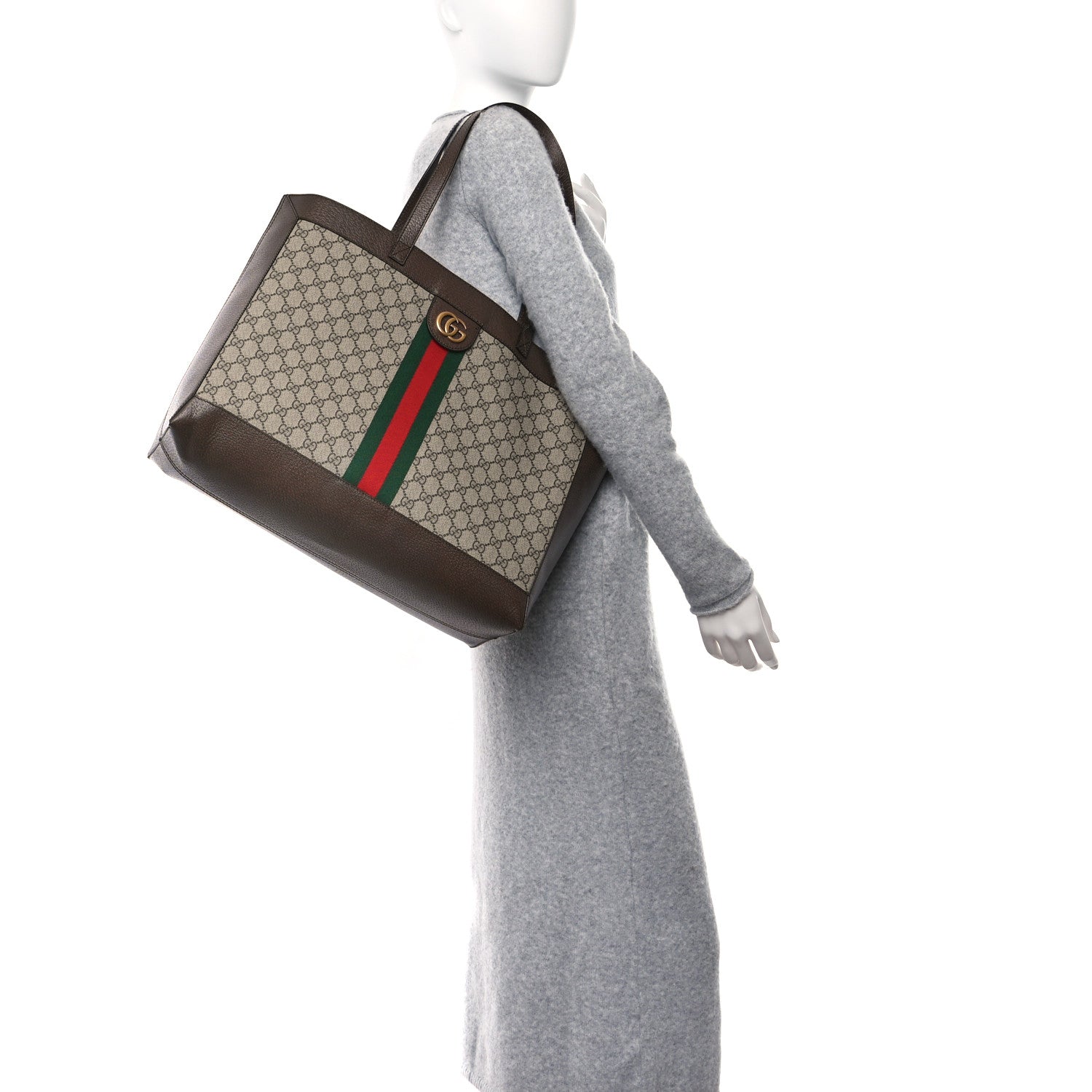 Gucci GG Supreme Monogram Web Ophidia Tote Brown 2 of 10