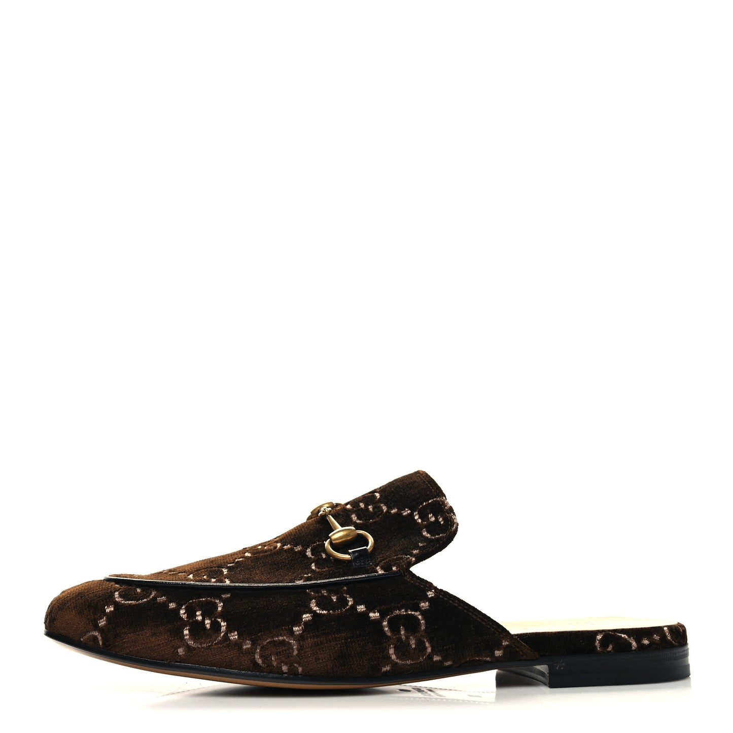Velvet GG Monogram Mens Princetown Slippers 10 Brown