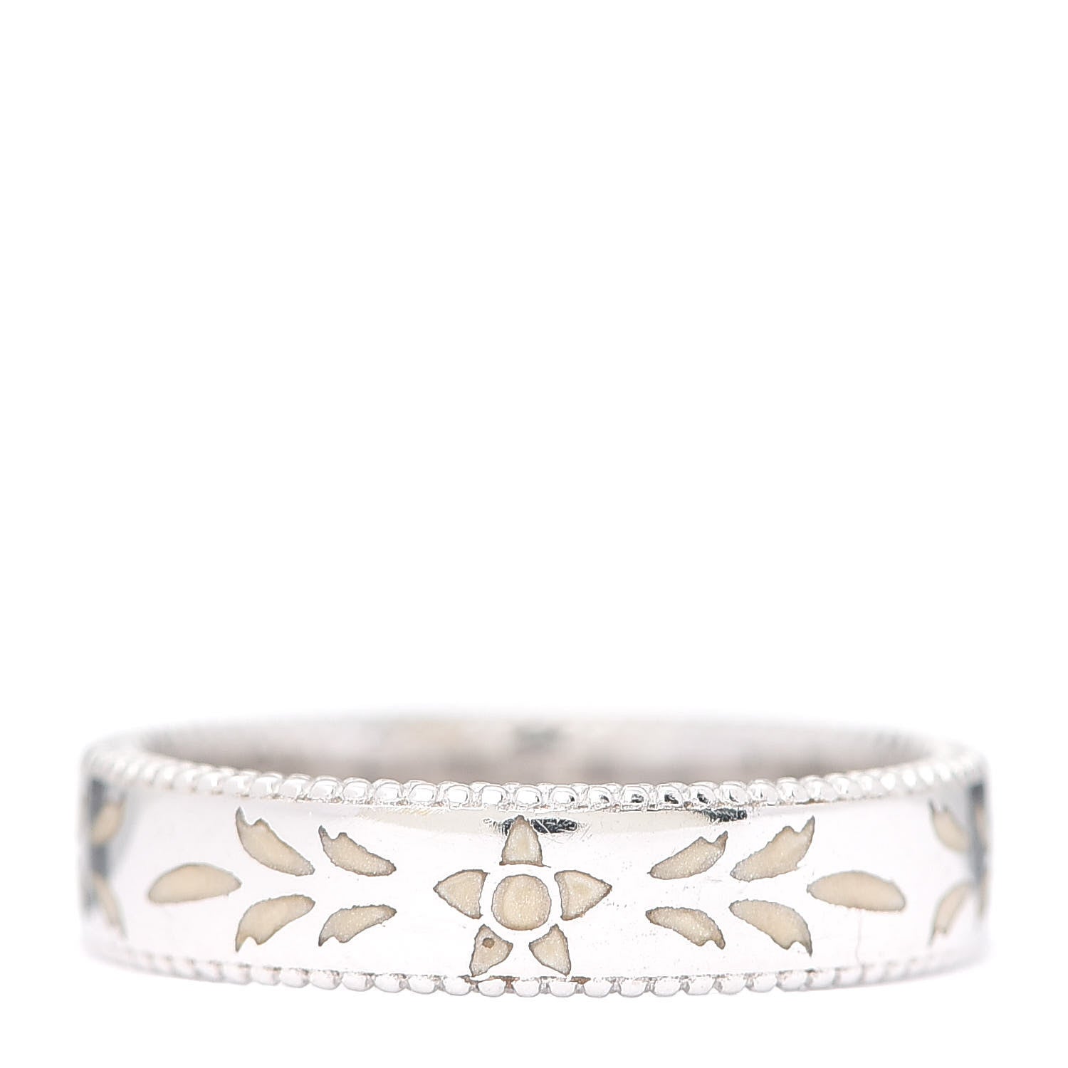 Gucci 18K White Gold Enamel 4mm Icon Blooms Ring 50 5.25 3 of 7