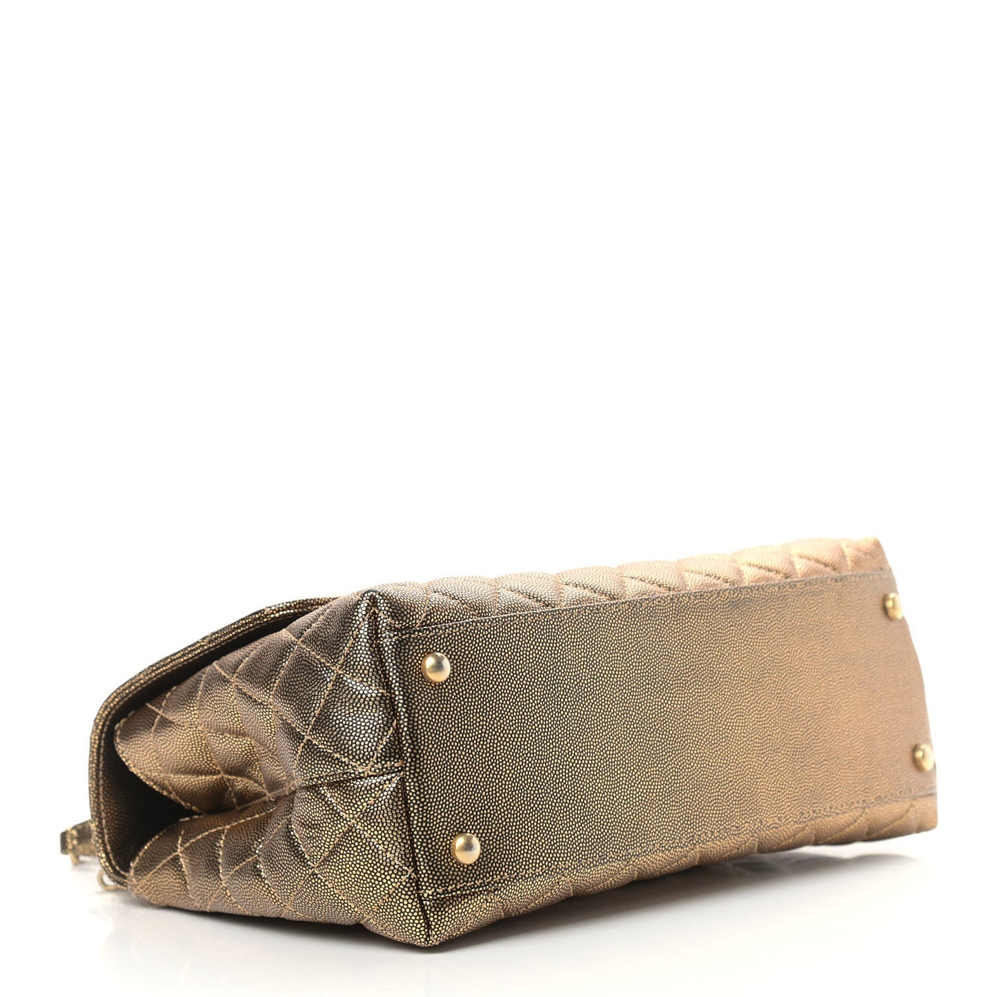 Metallic Caviar Quilted Small Coco Handle Flap Gold