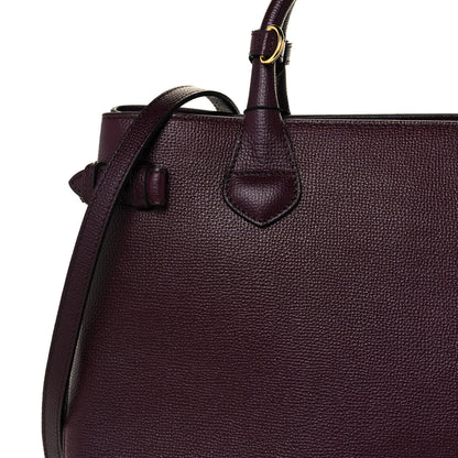 Burberry Grainy Calfskin House Check Medium Banner Tote Mahogany Red 8 of 12