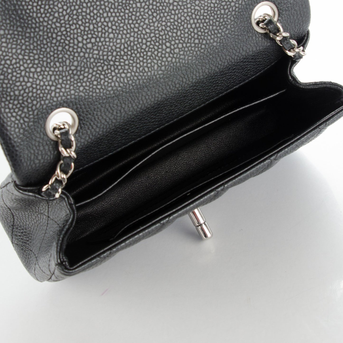 Metallic Caviar Quilted Extra Mini Flap Dark Grey