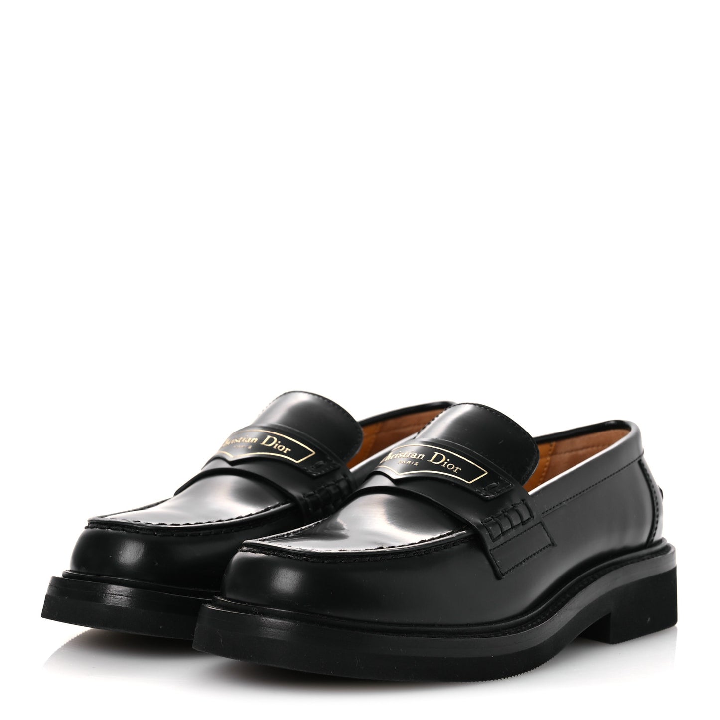 Brushed Calfskin Boy Platform Loafers 35.5 Black