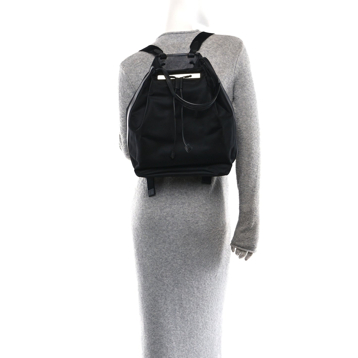 Nylon Calfskin Backpack 11 Black