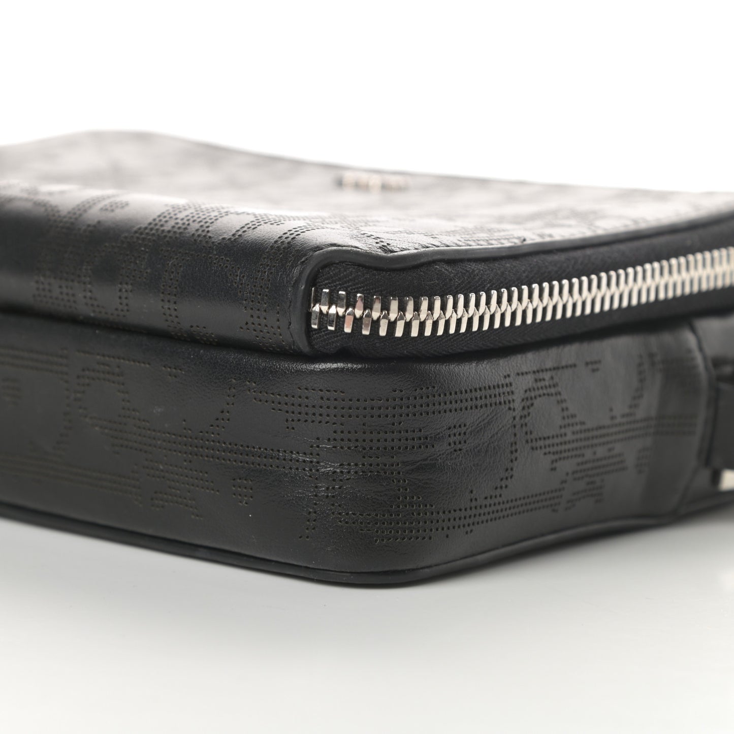 Calfskin Oblique Galaxy Perforated Messenger Black Multicolor