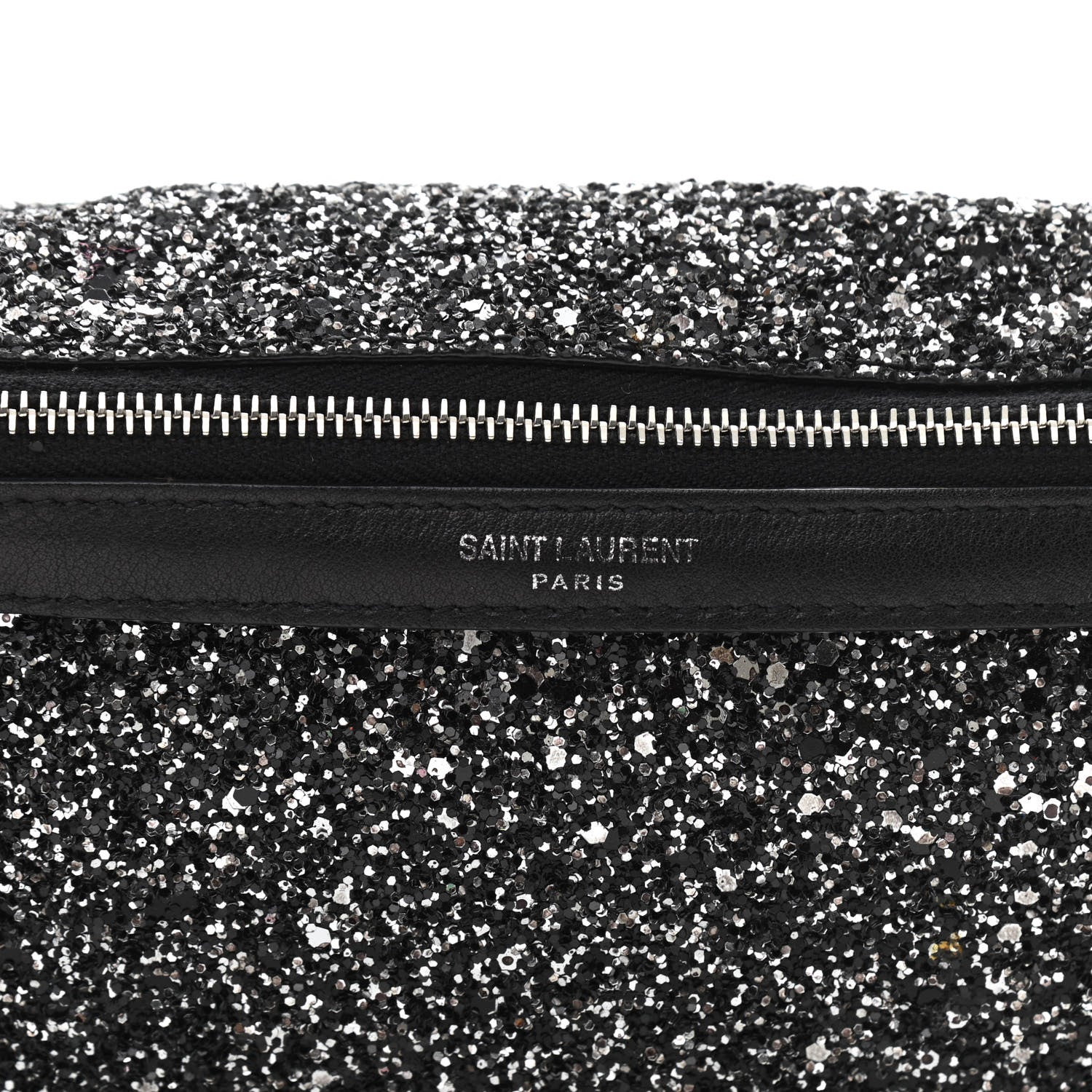 Saint Laurent Lambskin Glitter Belt Bag Metallic Black 8 of 11