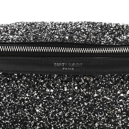 Saint Laurent Lambskin Glitter Belt Bag Metallic Black 8 of 11