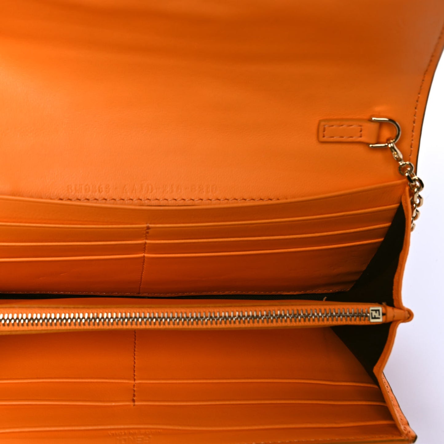 Nappa Matisse FF Embossed Continental Wallet On Chain Clementine