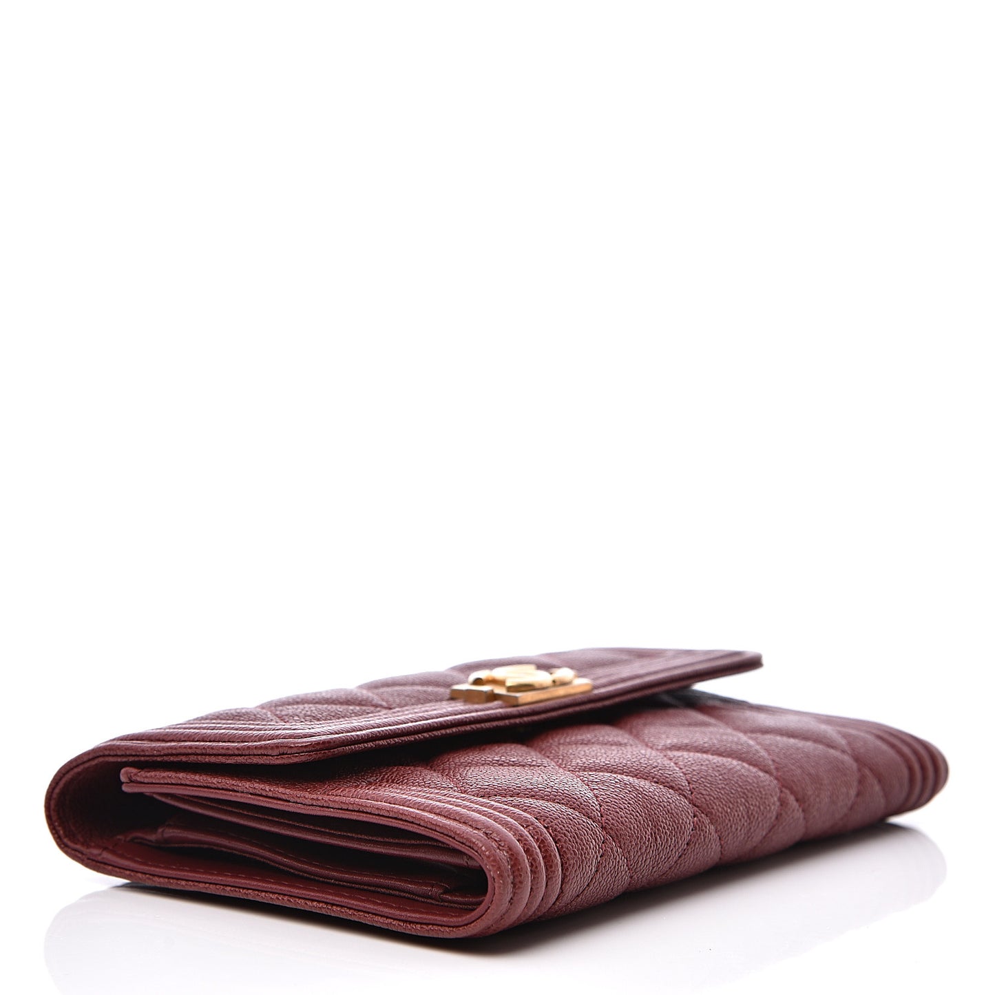 Caviar Quilted Medium Boy Flap Wallet Burgundy