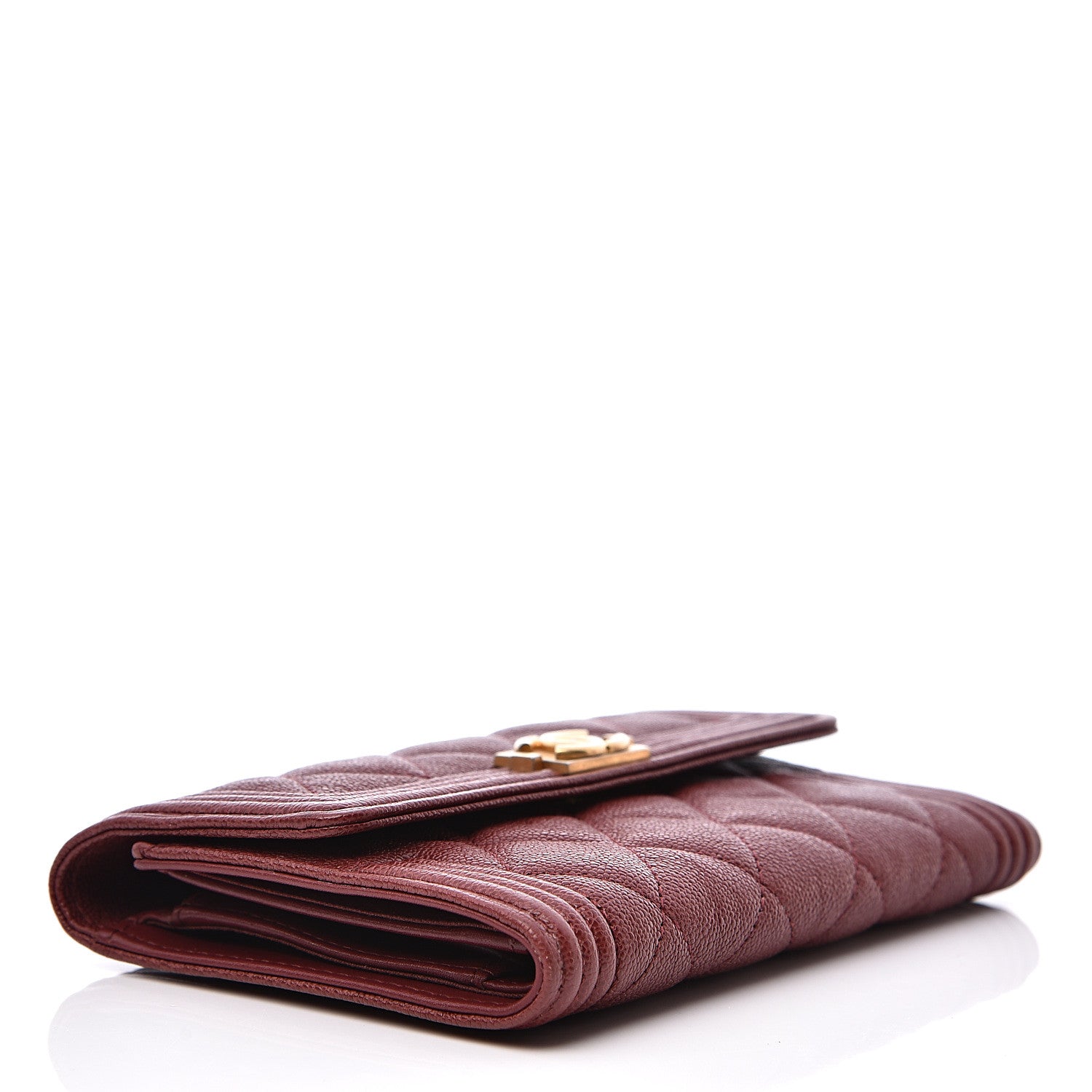 Chanel Caviar Quilted Medium Boy Flap Wallet Burgundy 3 of 9