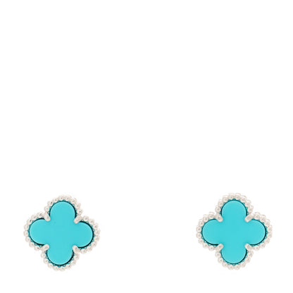 Van Cleef & Arpels VAN CLEEF & ARPELS 18K White Gold Turquoise Sweet Alhambra Earrings 1 of 5