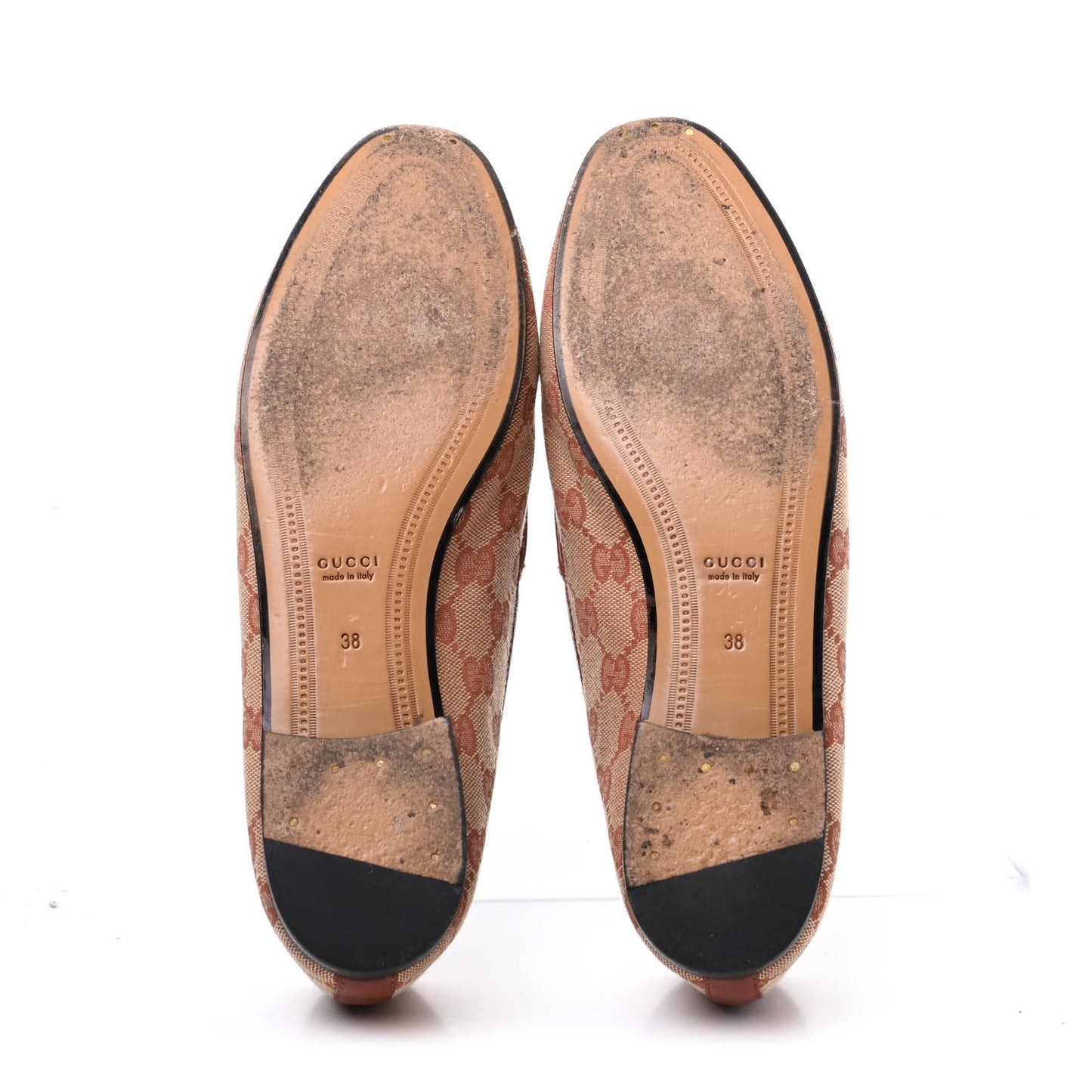 Canvas GG Monogram Horsebit Womens Jordaan Loafers 38 Beige Ruggine Rust