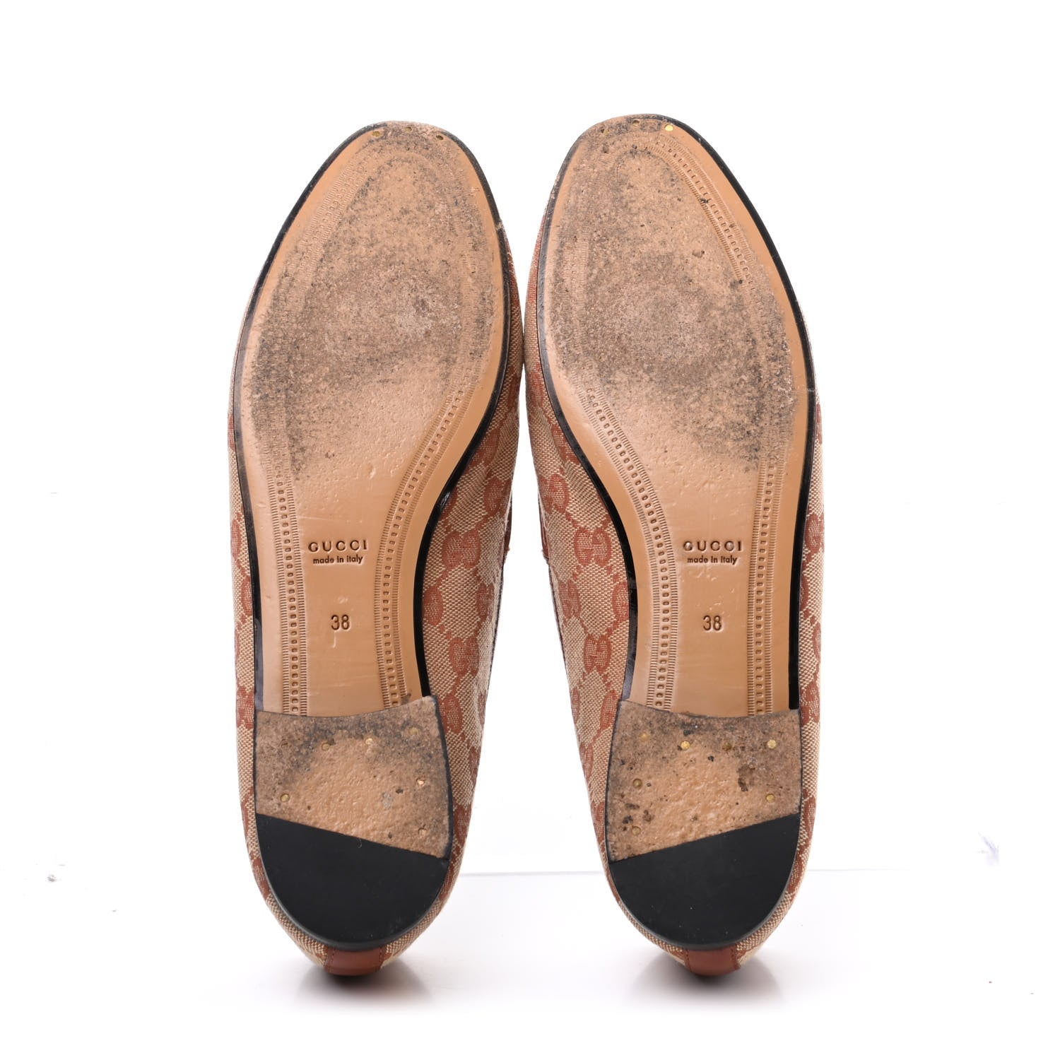 Gucci Canvas GG Monogram Horsebit Womens Jordaan Loafers 38 Beige Ruggine Rust 5 of 12
