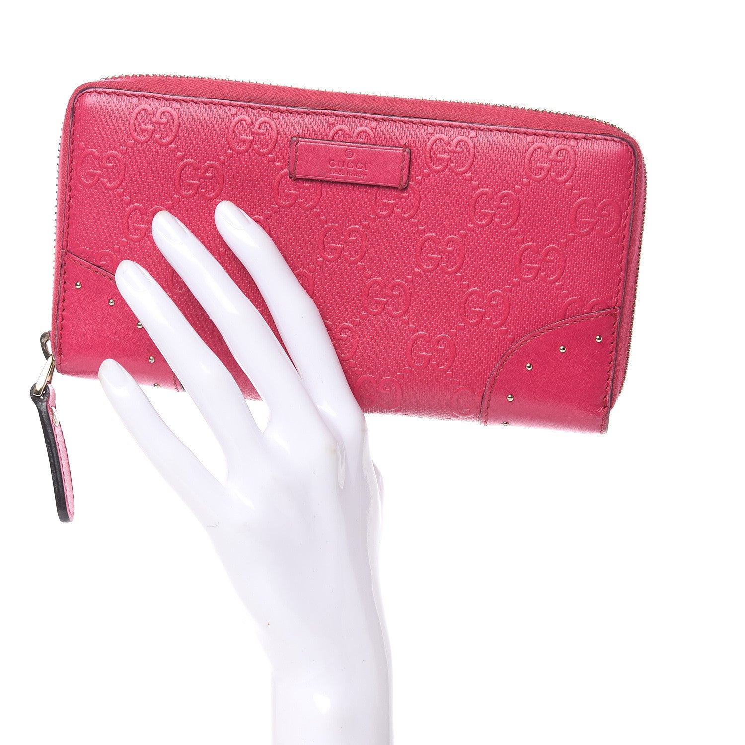 Gucci HIlary Lux GG Monogram Embossed Studded Zip Around Wallet Blossom 2 of 16