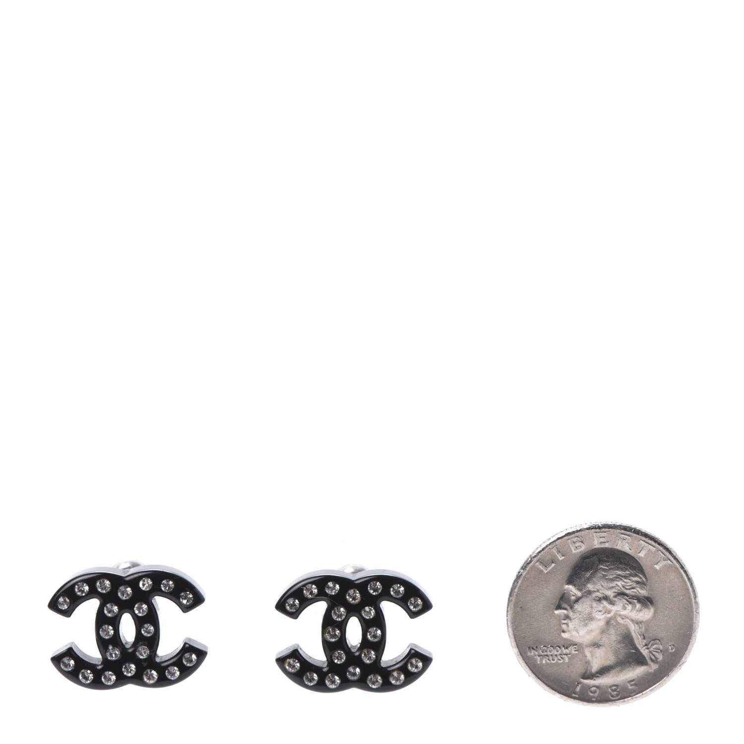 Chanel Resin Crystal CC Earrings Black 2 of 5