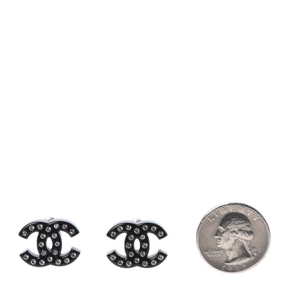 Chanel Resin Crystal CC Earrings Black 2 of 5