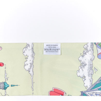 Hermes Silk Le Grand Prix du Faubourg Maxi Twilly Slim Vert Fuchsia Blanc 2 of 5