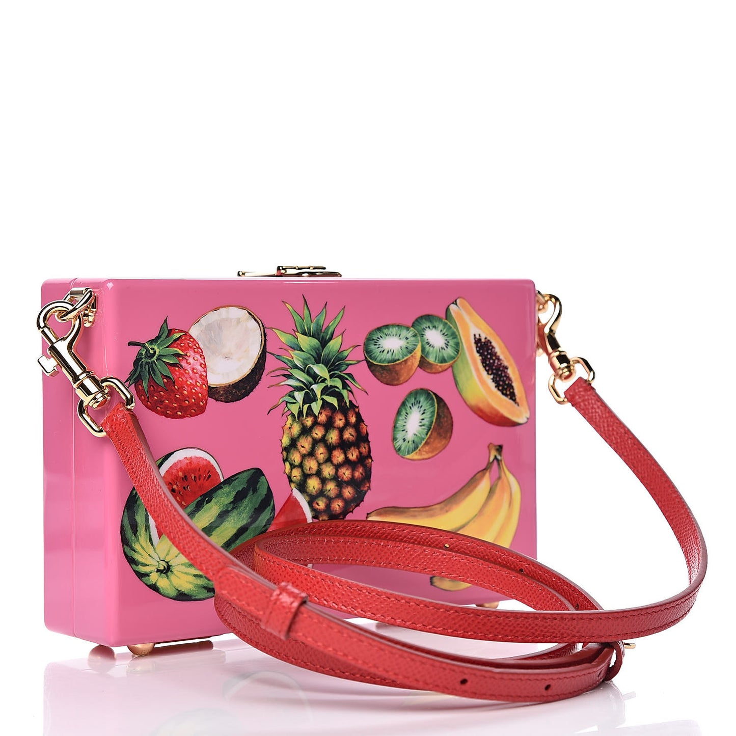 Acrylic Fruit Print Dolce Box Clutch Pink