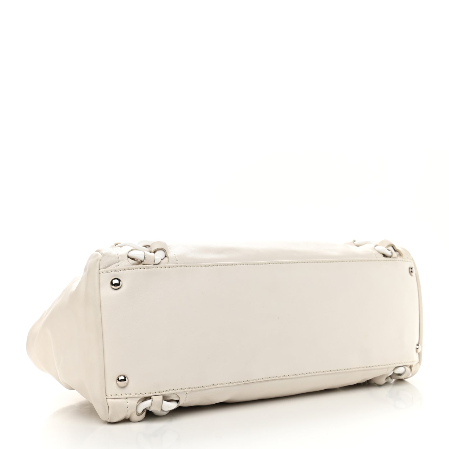 Calfskin Modern Chain Rhodoid East West Tote White