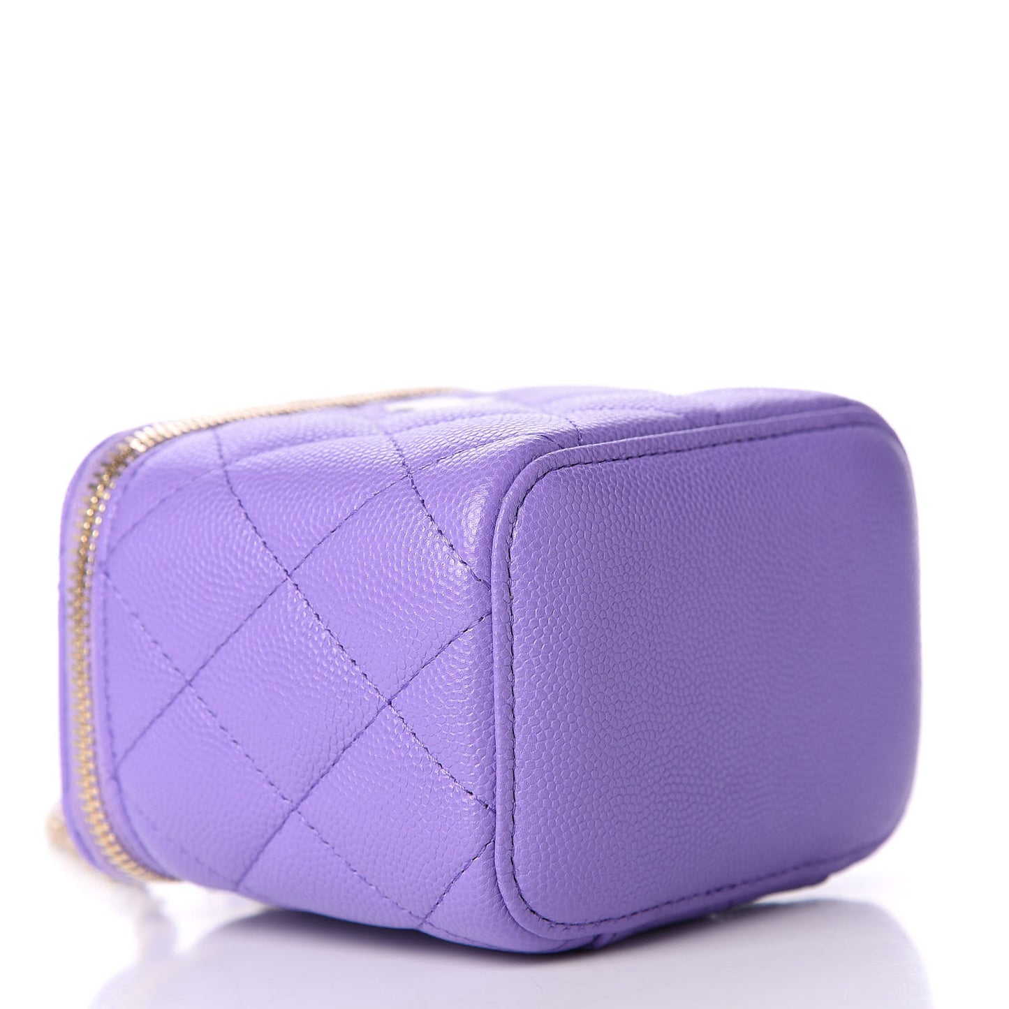 Caviar Quilted Mini Vanity Case With Chain Purple