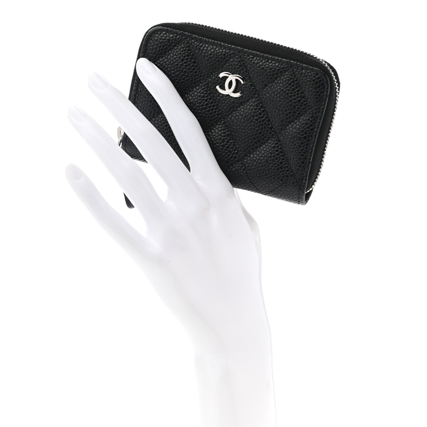 Caviar Quilted Classic Zipped Coin Purse Black