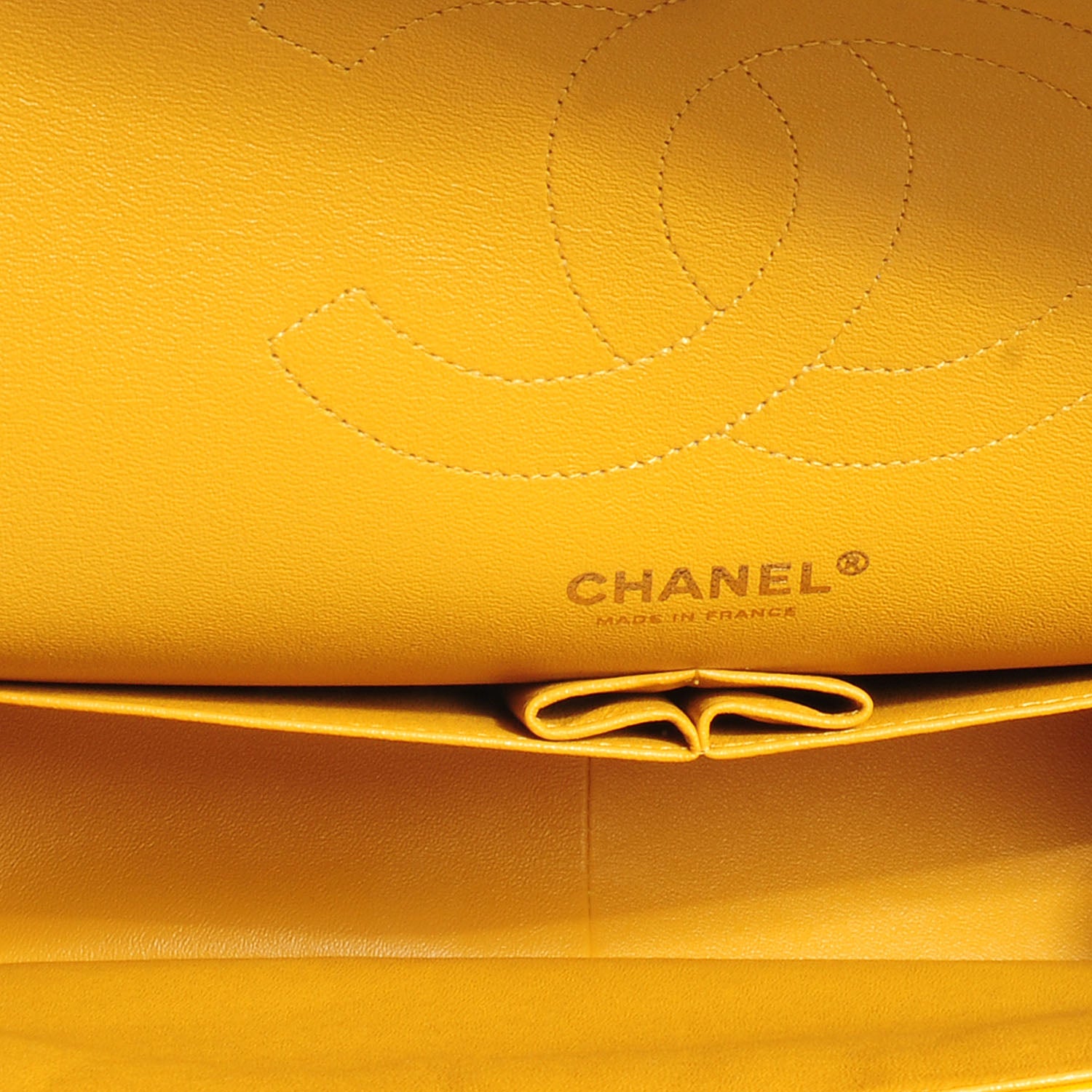 Chanel Lambskin Jumbo Double Flap Yellow 8 of 10