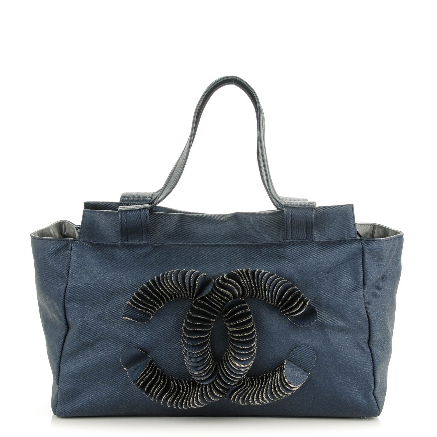 Chanel Denim Large CC Discus Tote Blue 1 of 7