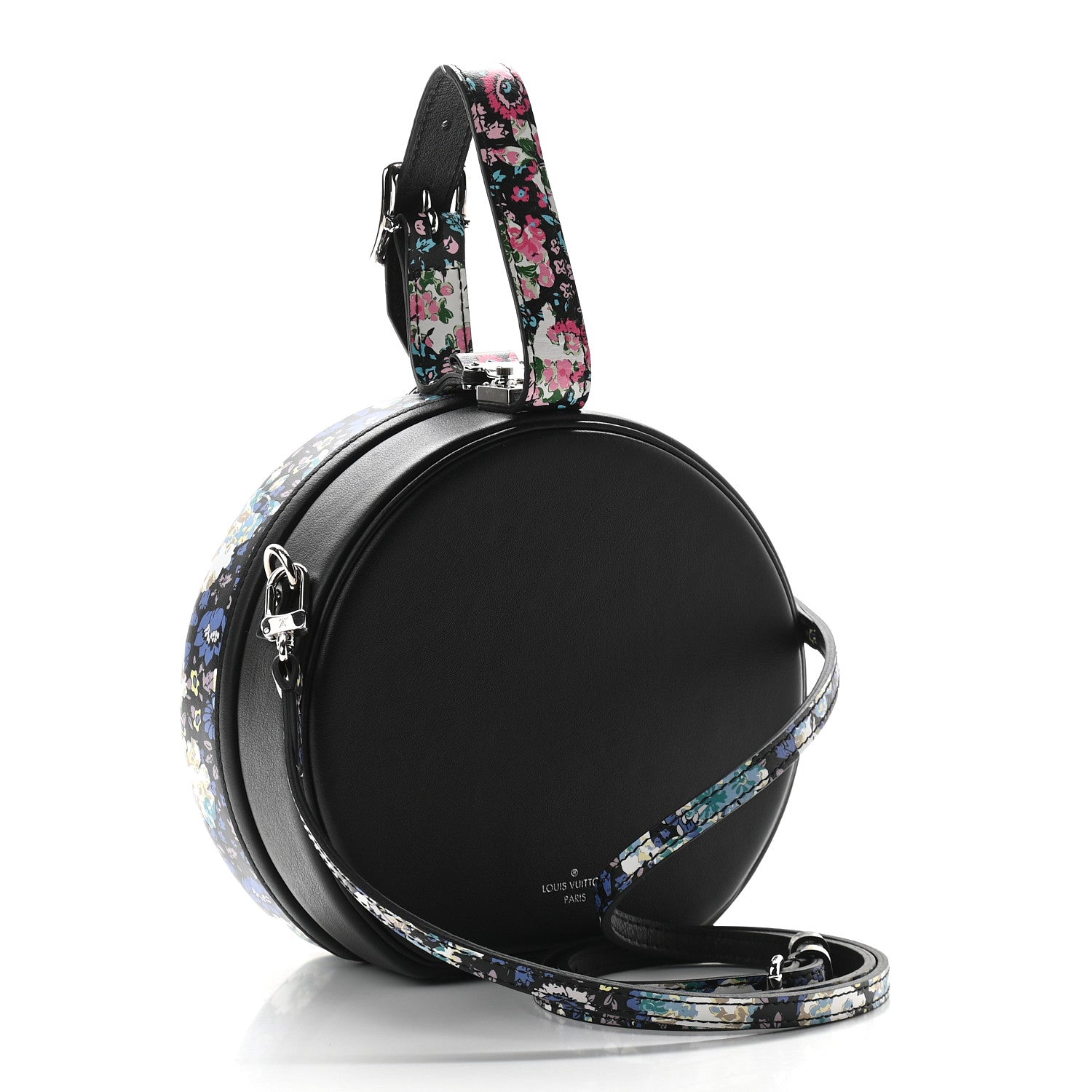Louis Vuitton Calfskin Floral Print Petite Boite Chapeau Black 3 of 8