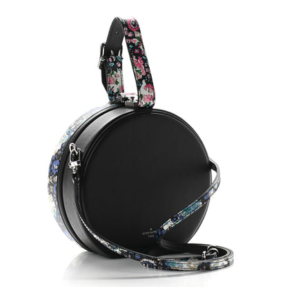Louis Vuitton Calfskin Floral Print Petite Boite Chapeau Black 3 of 8