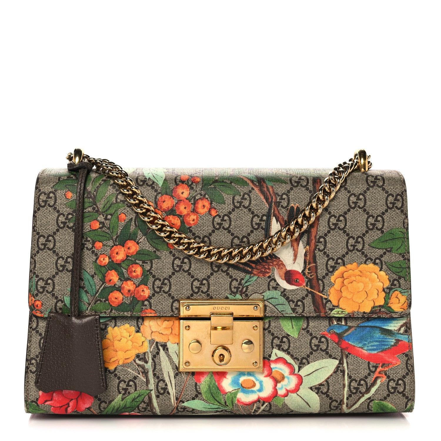 Gucci GG Supreme Monogram Tian Medium Padlock Shoulder Bag Beige Multicolor New Acero 1 of 16