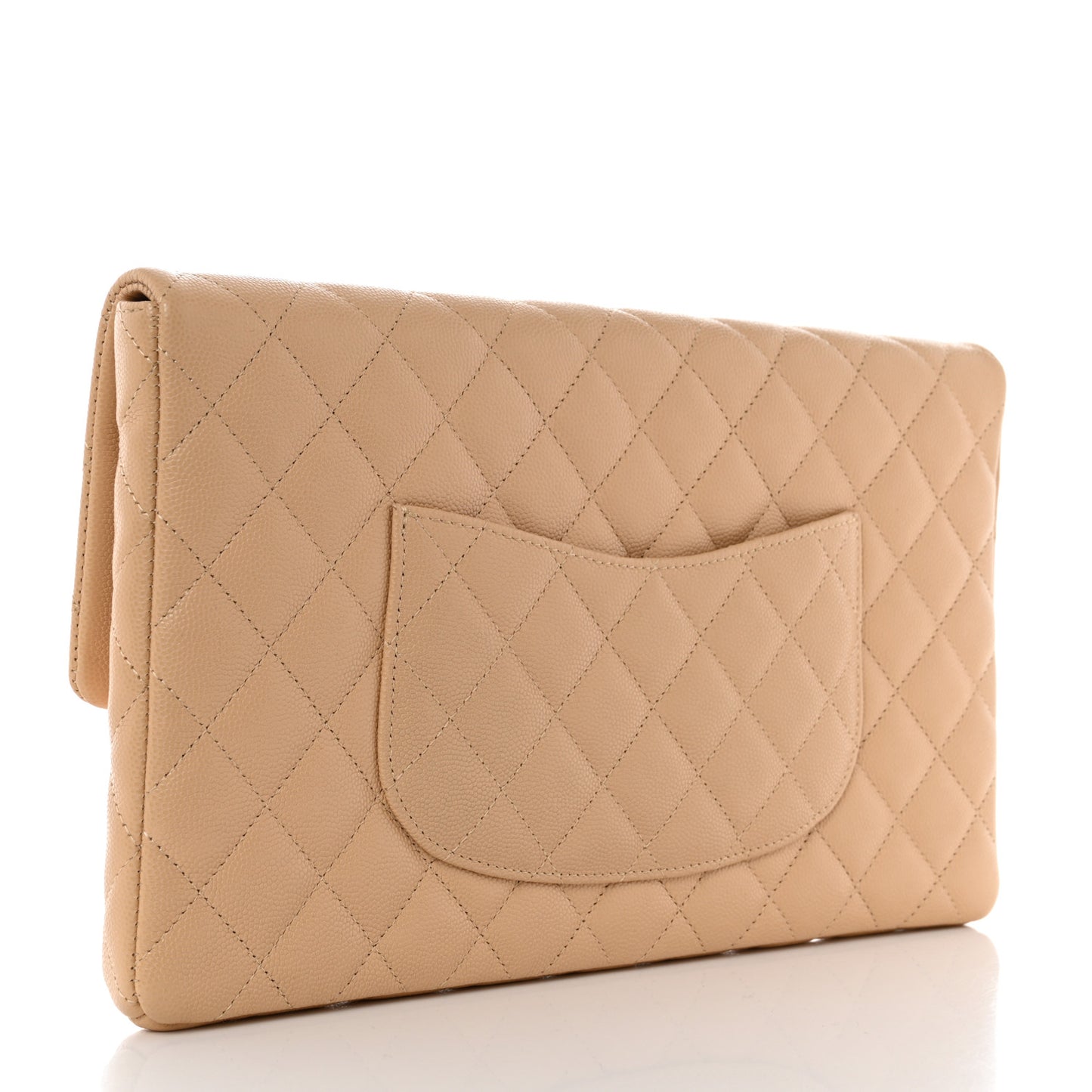 Caviar Quilted Flap Clutch Beige