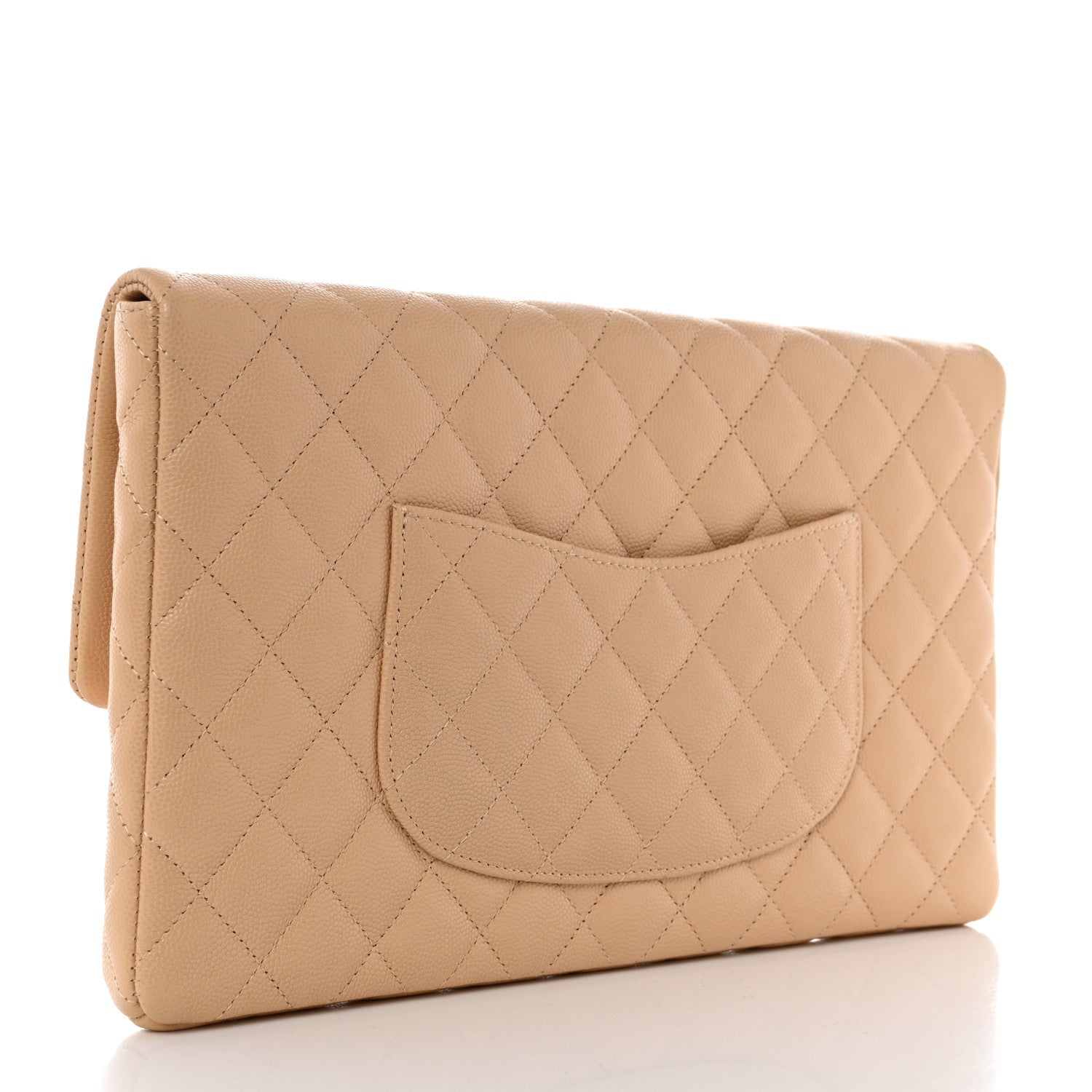 Chanel Caviar Quilted Flap Clutch Beige 3 of 8