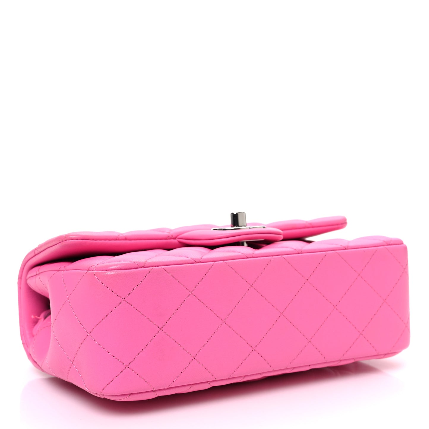 Lambskin Quilted Mini Rectangular Flap Pink