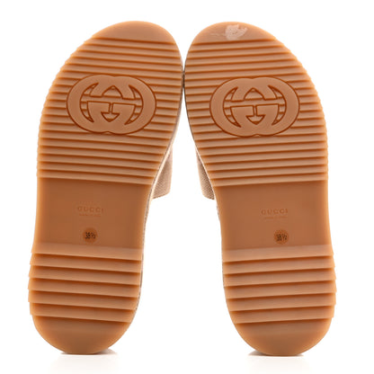Gucci Monogram Jumbo GG Angelina Platform 55mm Slide Sandals 38.5 Beige Perfect Pink 5 of 8