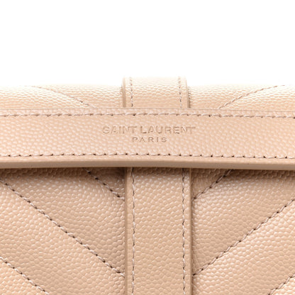 Saint Laurent Grain De Poudre Matelasse Chevron Large Monogram Satchel Nude Powder 10 of 12
