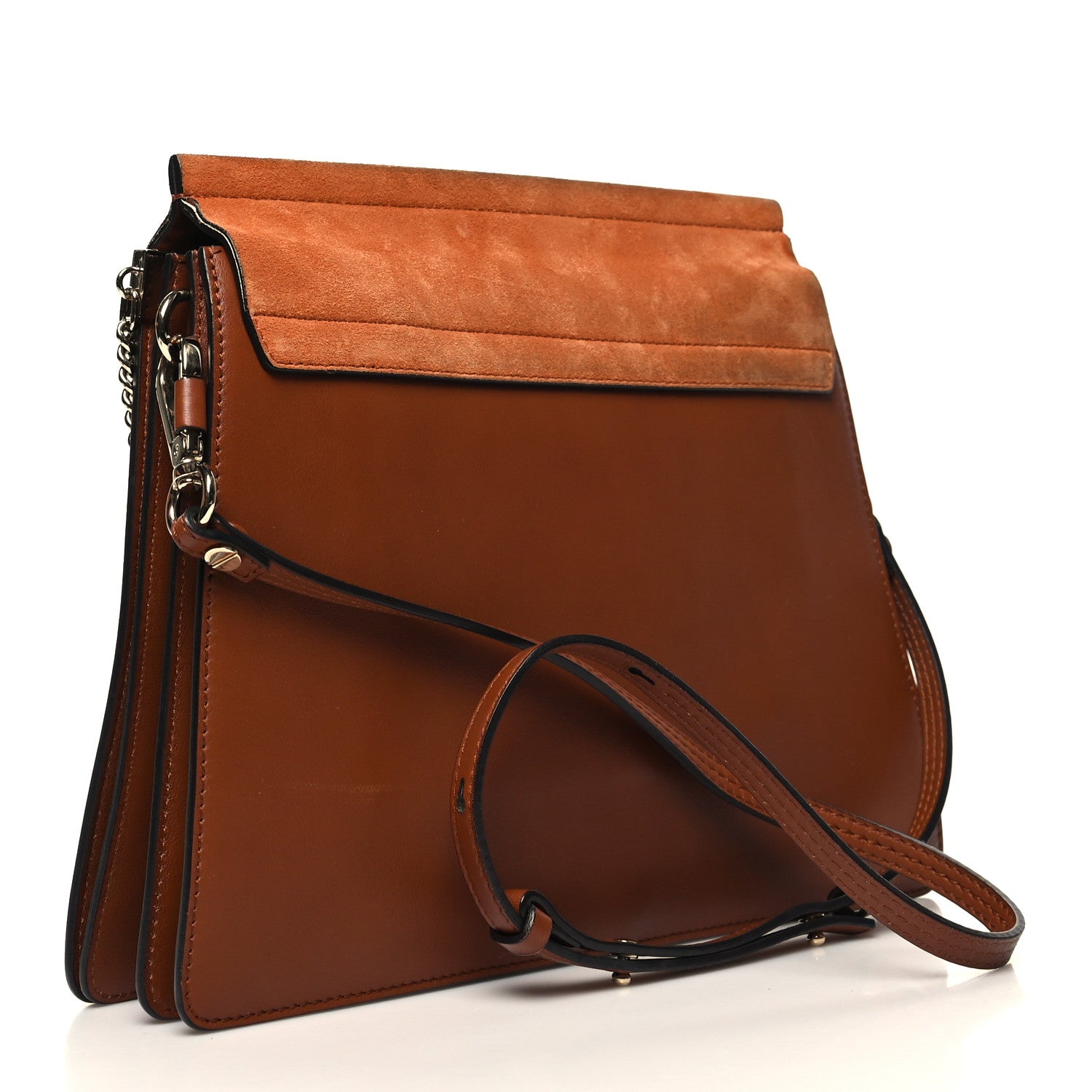 Chloe Suede Calfskin Medium Faye Shoulder Bag Tobacco 3 of 13