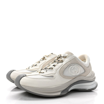 Gucci Technical Knit Fabric Suede Calfskin Womens Gucci Run Sneakers 36 Off White Grey 3 of 9